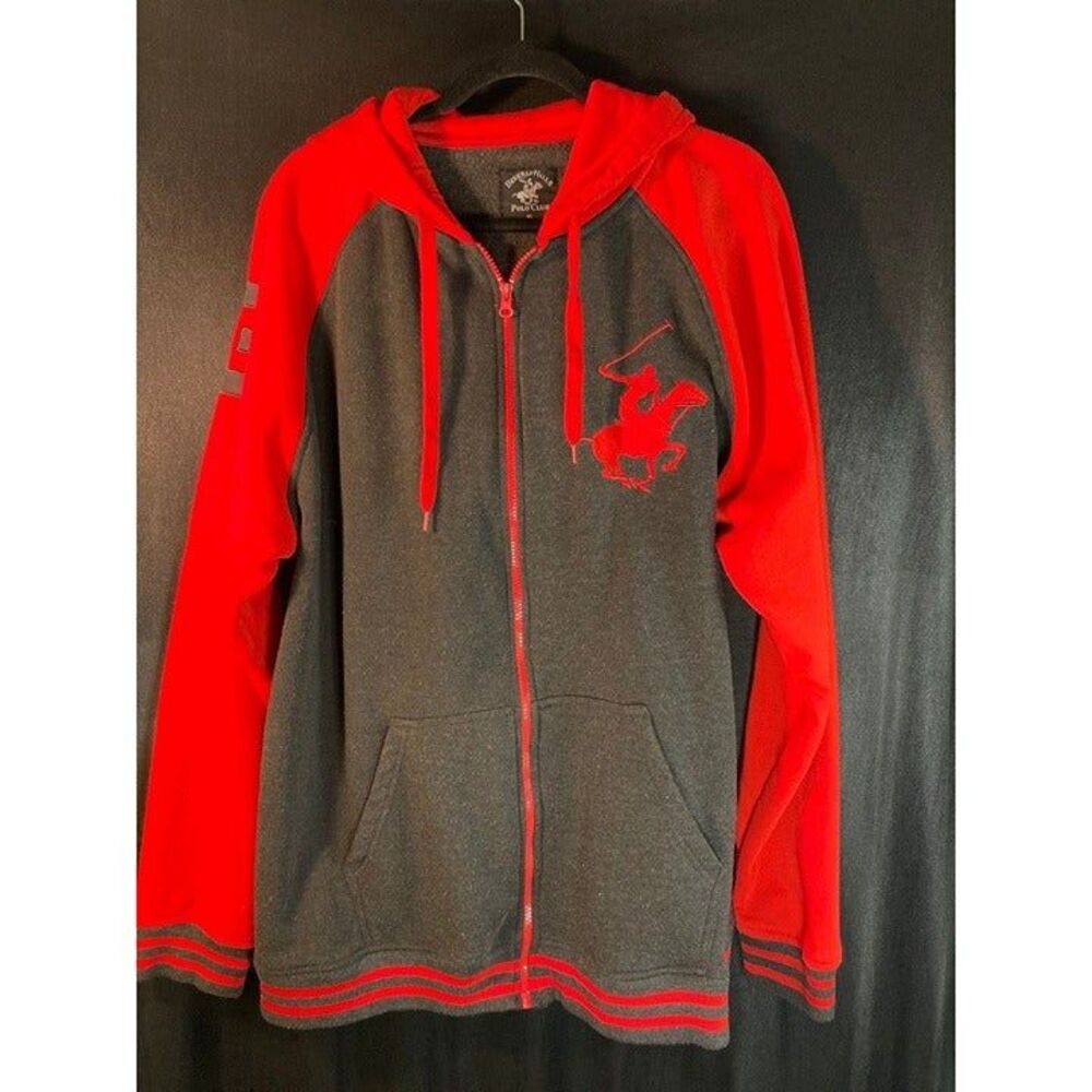 Vintage Beverly Hills Polo Club hoodie black and red Xl